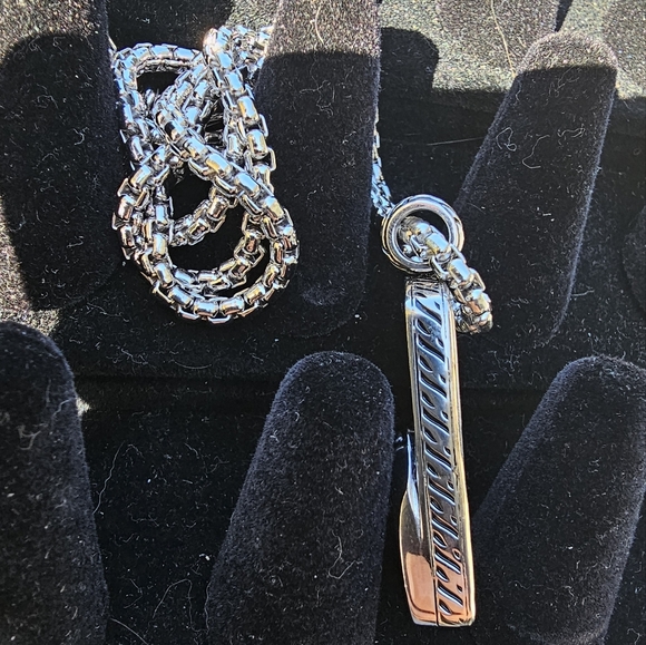 EFFY Men's 925 Sterling Silver Onyx Dog Tag Pendant, 28.40 TCW - Picture 6 of 9